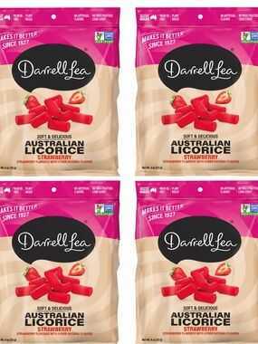 Strawberry Australian Licorice - Bright Red Candy Pack Darrell Lea Plant Based
